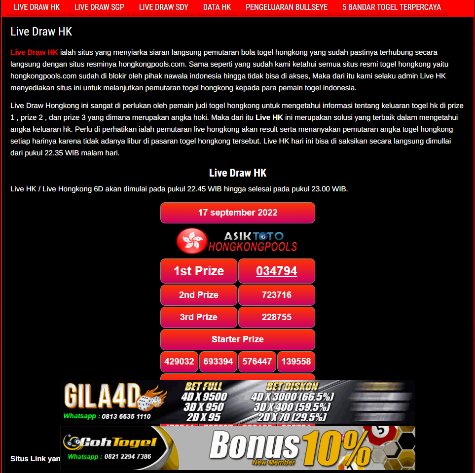 Situs Result Live Draw Hongkong 6D Online Paling cepat Hari Ini