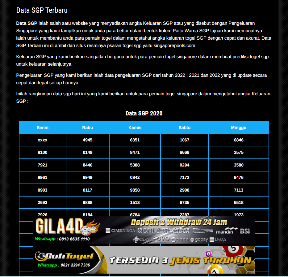 Website Data Pengeluaran Singapore