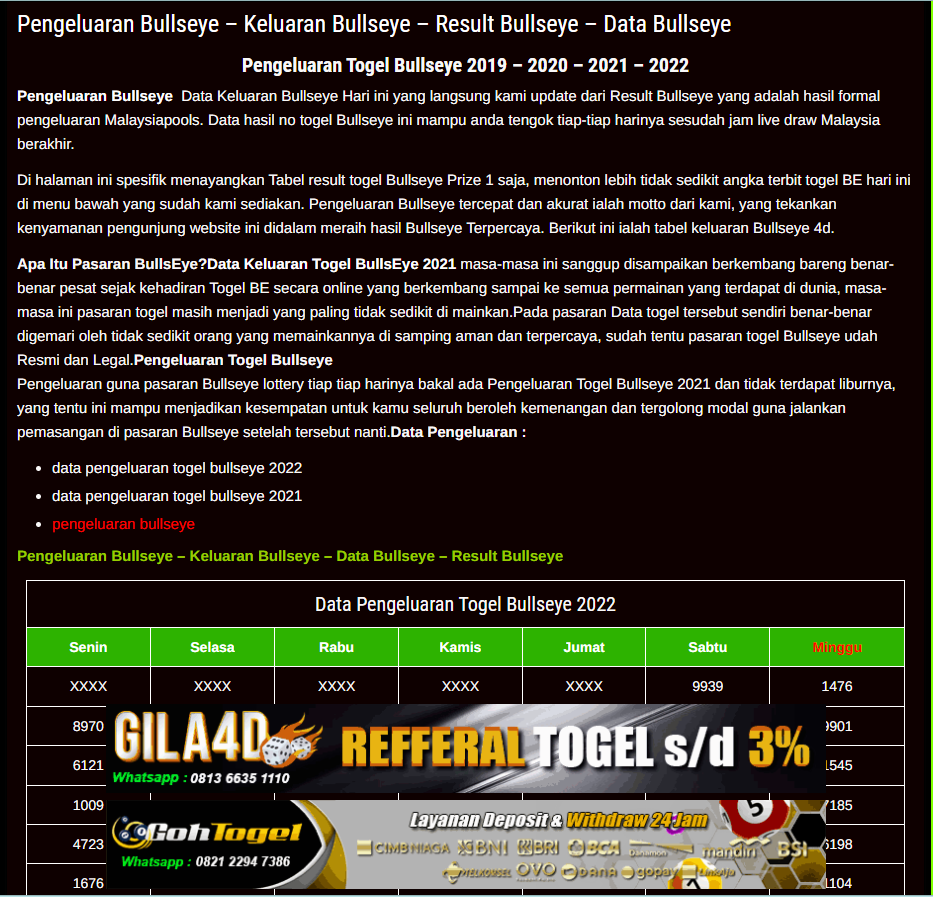 Rumus Prediksi Data Keluaran Togel Bullseye