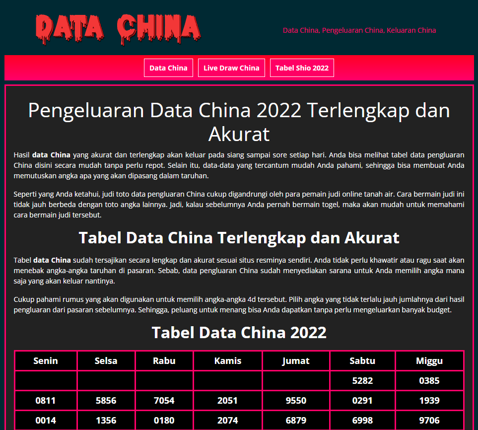 PENGELUARAN DATA CHINA POOLS