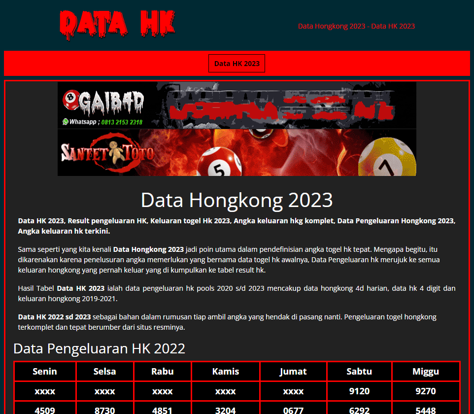 Keluaran Data HK 2023 SGP Terdaftar Secara Komplet Dalam Satu Tabel