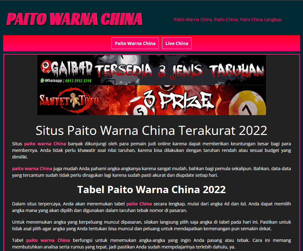 Paito Warna China Terkomplet