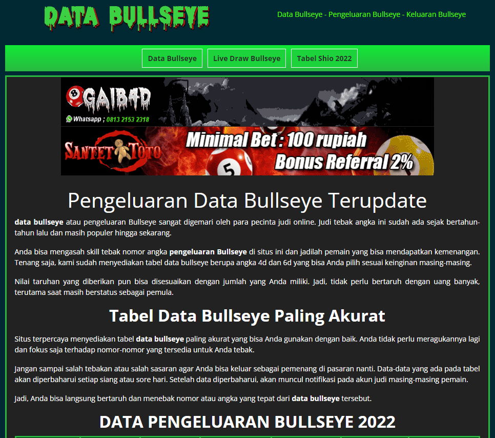 Bukti Mengenai Togel Bullseye | Data Bullseye