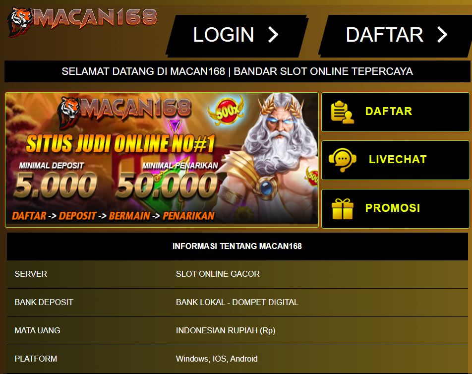 5 Daftar Bocoran Situs Macan168 Slot Gacor Hari Ini Wajib Jackpot